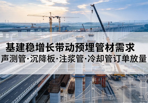 于田基建稳增长带动预埋监测管材需求，声测管、沉降板、注浆管订单持续放量